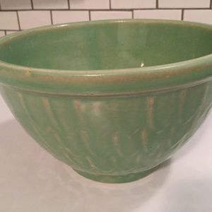 Vintage Green McCoy Fish Scale Medium Mixing Bowl